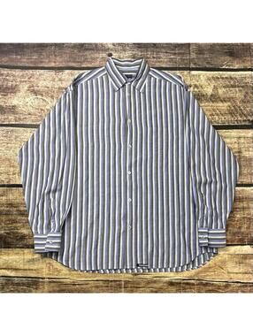 Ted Baker Dress Shirt Mens Size 3 Medium Striped Polynosic